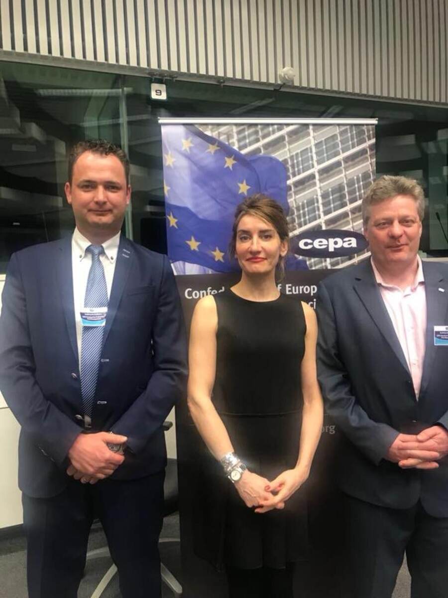 Gabriel Munteanu, director general Compania DDD, alături de Paloma Castro Martinez de Tejada și Henry Mott, la lucrările CEPA